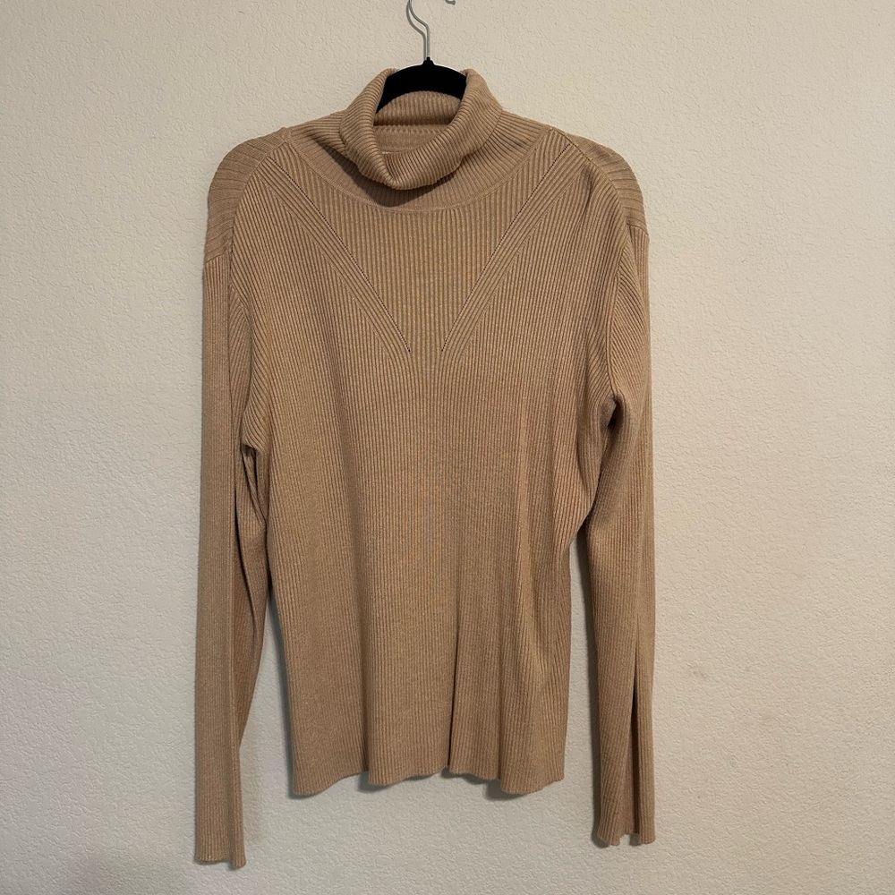 Tan Cowl Neck Sweater with Slim Fit